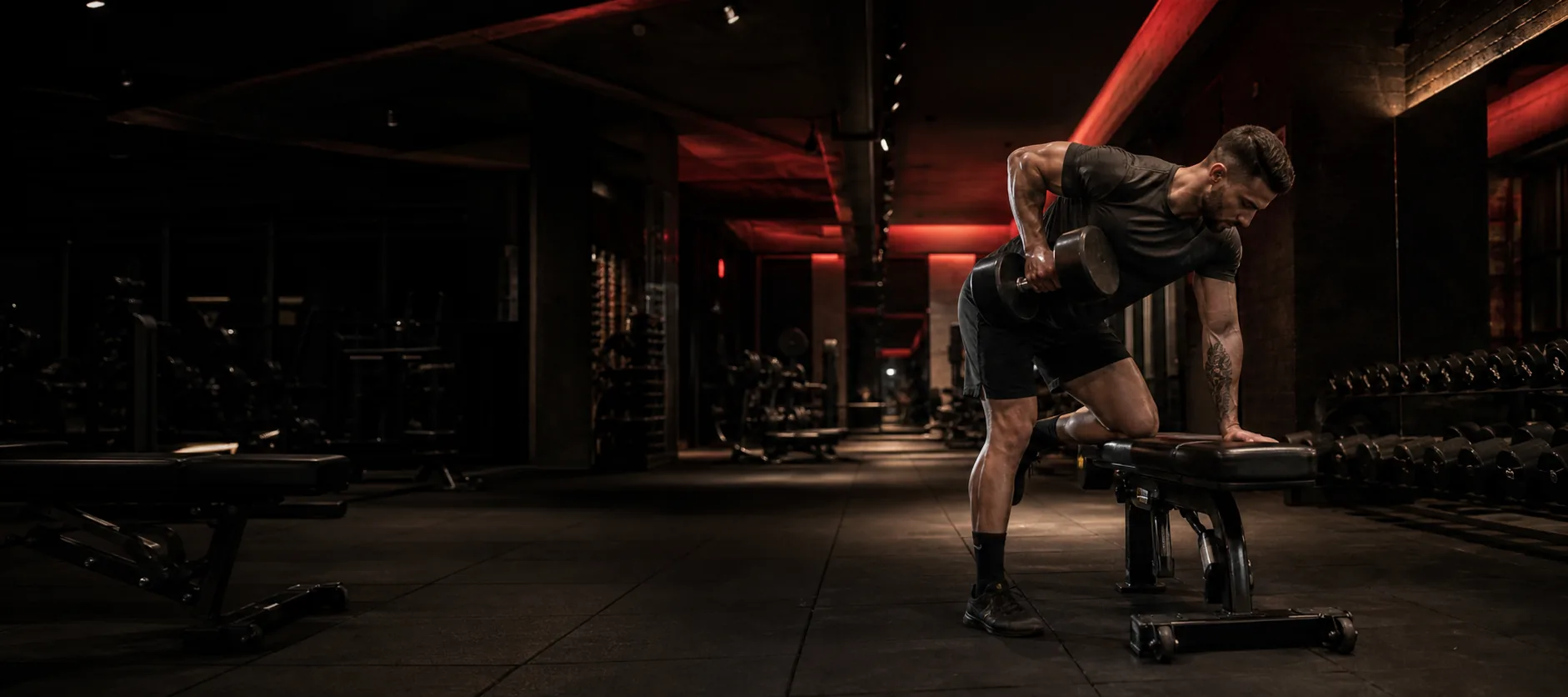 Athlete training in the premium free weights area